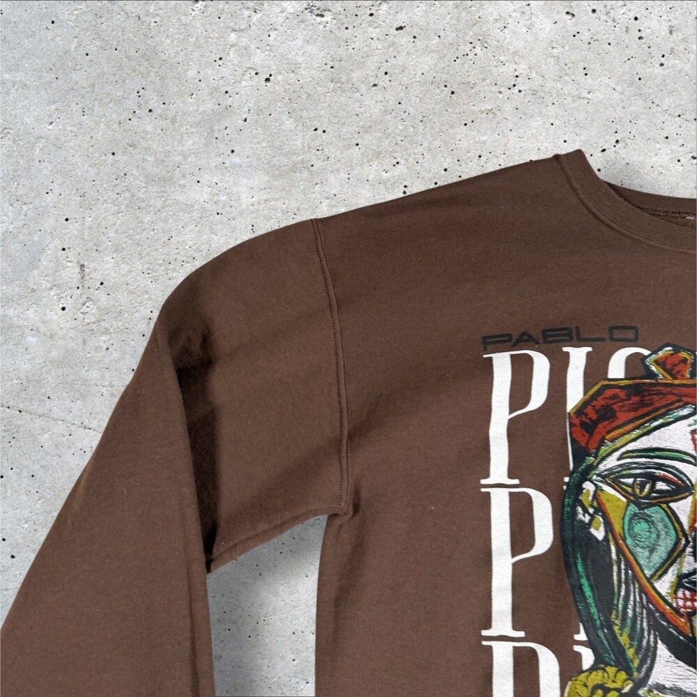 Pablo Picasso Art Sweatshirt Brown Bowery Supply Co Femme Au Beret Medium M Tee - Picture 5 of 10